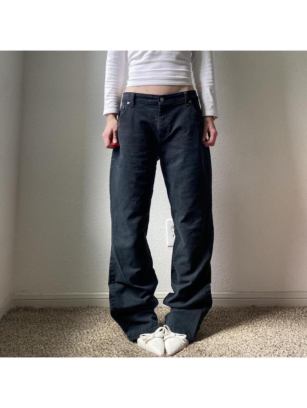 Vintage authentic rare y2k low rise bootcut flare black minimalist denim jeans